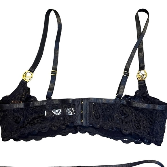 Frederick’s of Hollywood Brooke bra and panty set black lace size S/M NWT - Picture 7 of 8